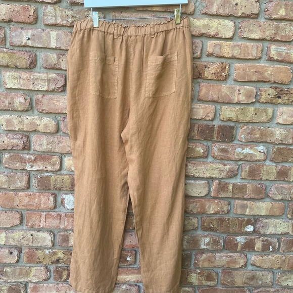 C AND C CALIFORNIA LARGE RUST BROWN 100% LINEN PULL ON PANTS - Picture 7 of 11